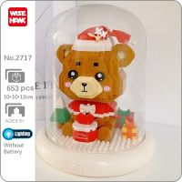 Weagle 2717 Merry Christmas Bear Pet Animal Light Display Cover Base Mini Diamond Blocks Bricks Building Toy for Children In Box