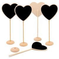 10PCS Mini Small Wooden Chalk Blackboard Wedding Kitchen Restaurant Signs Heart Chalkboard Writing Notice Message Paint Board Artificial Flowers  Plan