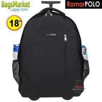 BagsMarket กระเป๋าเดินทาง Romar Polo กระเป๋า กระเป๋าเป้ล้อลาก Code R127218" (Black/Black)