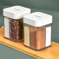 【CW】 1PC Seasoning Box Plastic Transparent 4 Grid Pepper Spice Shaker Salt Seasoning Jar Condiment Bottle Kitchen Storage Tool