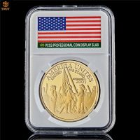 2001.9.11 World Trade Center Building Terrorist Attacks Memories USA Free Gold Souvenir Coin W/PCCB Display