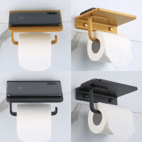 ELLEN Toilet Paper Holder Wall Mounted Black Tissue Paper Holder Gold Roll Holder With Phone Storage Bathroom accessories ELB816