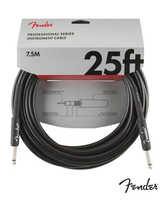 fender-สายแจ็คกีตาร์-7-5-เมตร-หัวตรง-หัวตรง-อย่างดี-ของแท้-รุ่น-pro-series-7-5m-25ft-instrument-cable-straight-straight