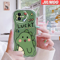 เคส JIUMOO สำหรับ iPhone 11 Pro 11 Pro Max ดีไซน์ใหม่ลายการ์ตูนไดโนเสาร์โชคดีขอบคลื่นเนื้อครีมโปร่งใสลายกล้องถ่ายรูปเคสมือถือกันกระแทกแบบใสอ่อนฝาครอบป้องกันง่าย