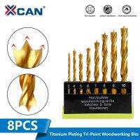 [HOT 2023] XCAN 8Pcs ไทเทเนียมชุบ Tri-Point Woodworking Bits 3/4/5/6/7/8/10มม.เกลียว HSS หัวเจาะเจาะโลหะเครื่องมือไม้