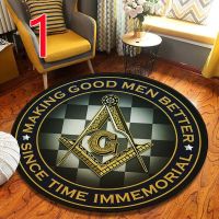 Round Freemason Art Logo Car Flannel Sect Pattern Rug Interior Home Decor Floor Mat