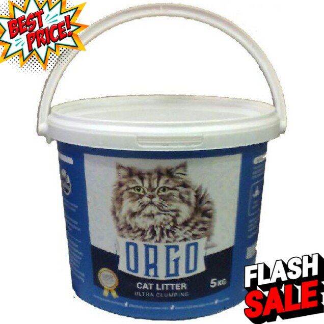 ORGO Cat Litter BUCKET ทรายแมว (ทรายขาว) ออร์โก้ 5 Kg. สเปรย์กำจัด
