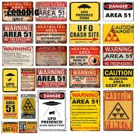 Funny Warning Sign Metal Poster Ufo Vintage Plaques Decorative Wall Stickers Retro Decoration for Man Cave Cafe Bar Pub Decor