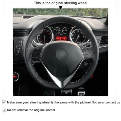 MEWANT Black Matte PU Carbon Fiber Car Steering Wheel Cover for Alfa Romeo Giulietta 2014 2015 2016 2017 2018 2019 2020-2021