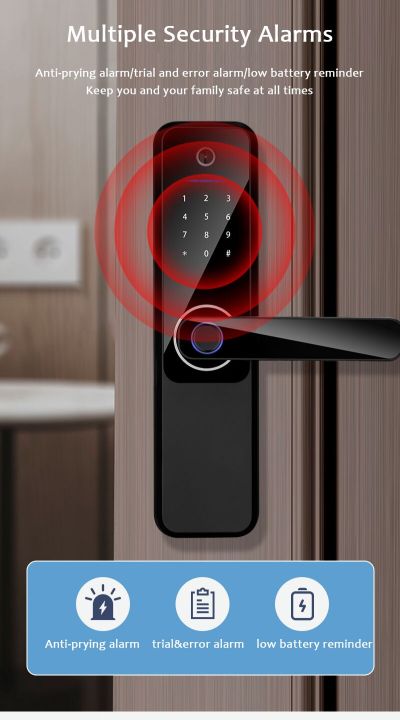 กุญแจประตูล็อคอัจฉริยะสแกนลายนิ้วมือพร้อมกล้องสำหรับใช้ในอพาร์ทเมนท์มีช่องมองภาพผ่าน-wifi-tuya-s802max-ขายดี