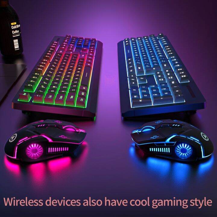 Wireless Keyboard Mouse Kit Rechargeable 2.4G 104 Keys Glow Backlight