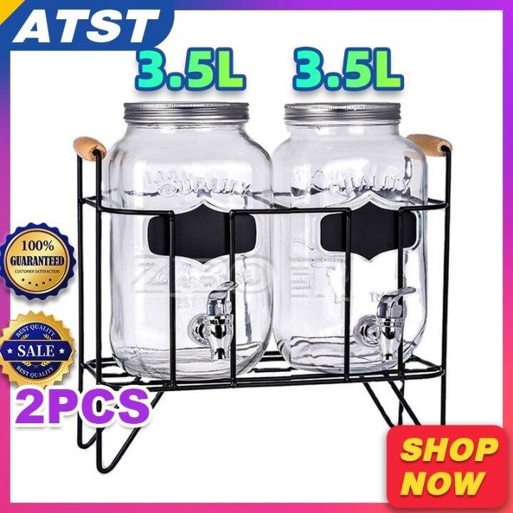 ATST water pitcher glass 7L Double juice beverage glass jar dispenser ...