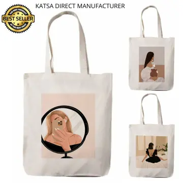 Plain Canvas Tote Bag size with zipper Katsa Bag Ecobag Recyclable