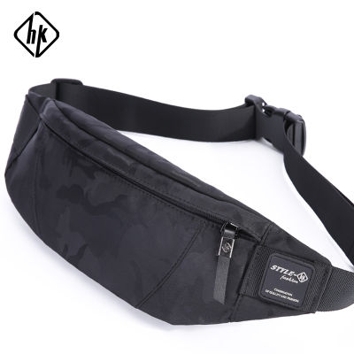 Hk Men Male Casual Fanny Bag Waist Bag Money Phone Belt Bag Pouch Camouflage Black Gray Bum Hip Bag Shoulder Belt Pack