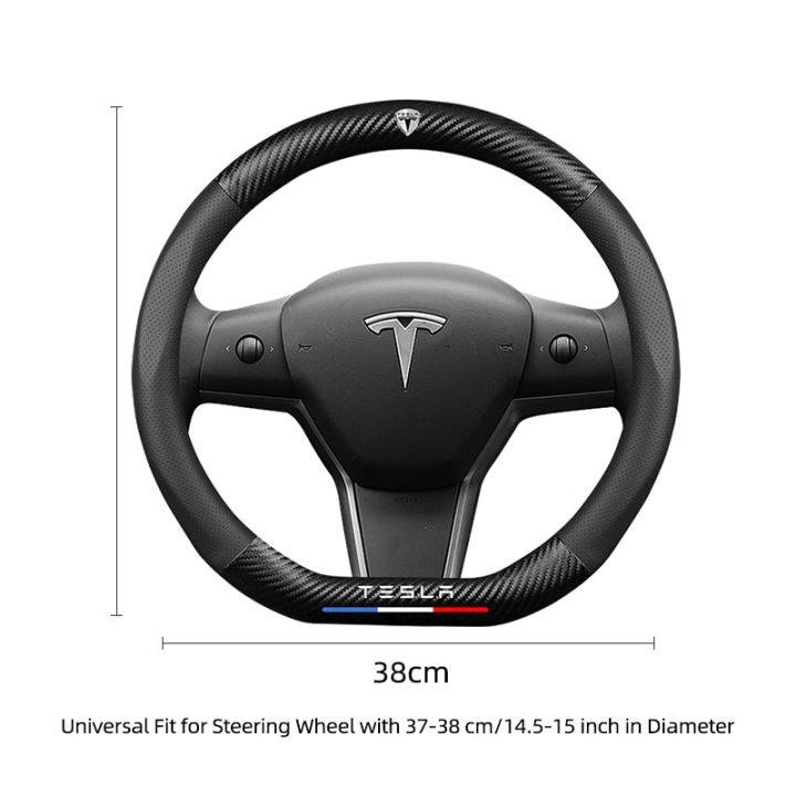 ฝาครอบพวงมาลัยพวงมาลัยรถยนต์-tesla-type-3-alcantara-ฝาครอบพวงมาลัยคาร์บอนหนังหุ้มพวงมาลัยรุ่น-y-ตกแต่งคริสต์มาส