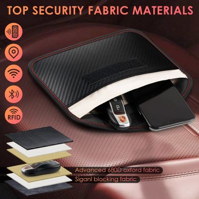 ✣◎ Signal Blocking Pouch Car Key Faraday Bag 4G LTE GPS RF RFID Signal Safe Lock Bag For Cell Phone Privacy Protection Car Keys Fob