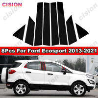 สำหรับ Ford Ecosport 2013-2021กระจกเอฟเฟกต์เสาประตูหน้าต่าง B C ปกหลังตัดแต่งสีดำคาร์บอนไฟเบอร์วัสดุ PC สติกเกอร์