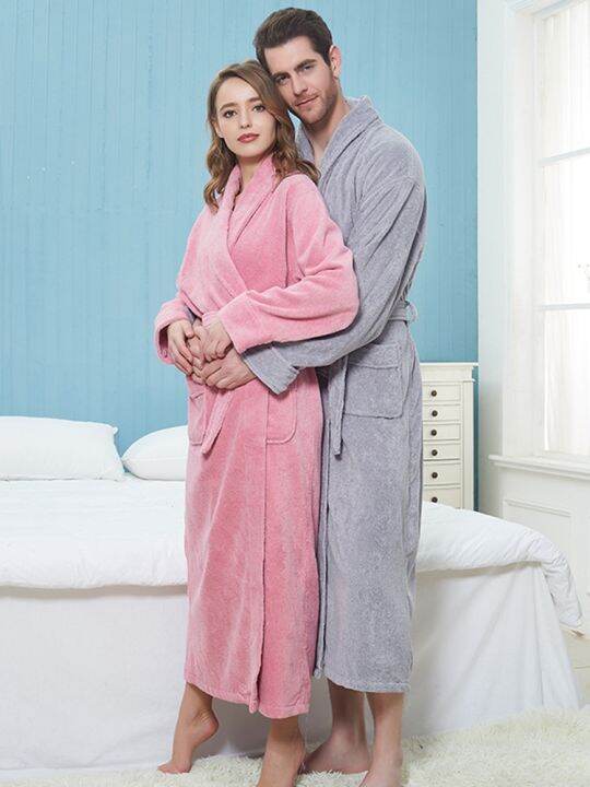 Bathrobe cotton men and women long couple bathrobe spring and autumn