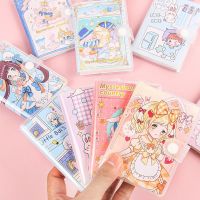 4Copies/SET Cute Mini Plastic Girl Cartoon Coloring Page Hand Account Book Creative Student Notebook Diary Journal Notebook