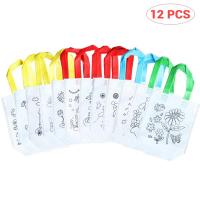 12Pcs Non-Woven DIY Graffiti Tote Bag Handmade Painting Color Filling Puzzle Grocery Bags For Children Arts And Crafts Draw Toys