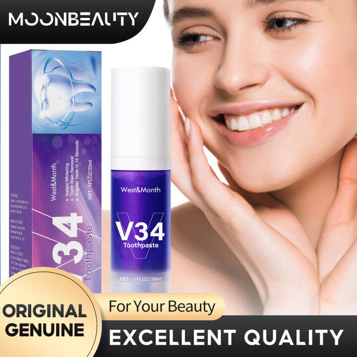 West&Month Toothpaste Mousse V34 Teeth Cleaning Toothpaste Yellow Teeth