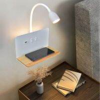 Indoor LED Wall Lamp With USB Interface And Wireless Charging Modern 360° Rotatable Wall Light With Switch Bedside Night Lights