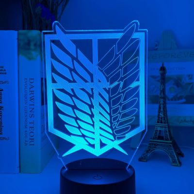 3D Illusion USB LED NightLight Wings of Liberty 7 Colors Changing Nightlight for Kids ROOM Decor Table Lamp Attack on Titan Gift