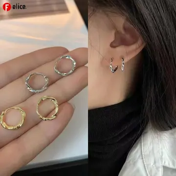 22K Gold Mini Textured Hoop Earrings (1.50G) - Queen of Hearts Jewelry