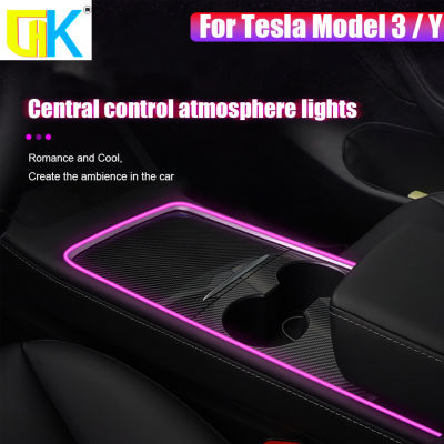 ใหม่2021 Tesla รุ่น3 Y ภายในรถ Neon ไฟคอนโซลกลาง Dashboard Light Ambient Lighting APP ควบคุม LED Strip Lights