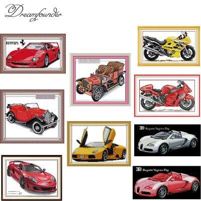 【CC】 car cross stitch set fashion DMC count print 18ct 14ct 11ct embroidery kit handmade needlework supplies