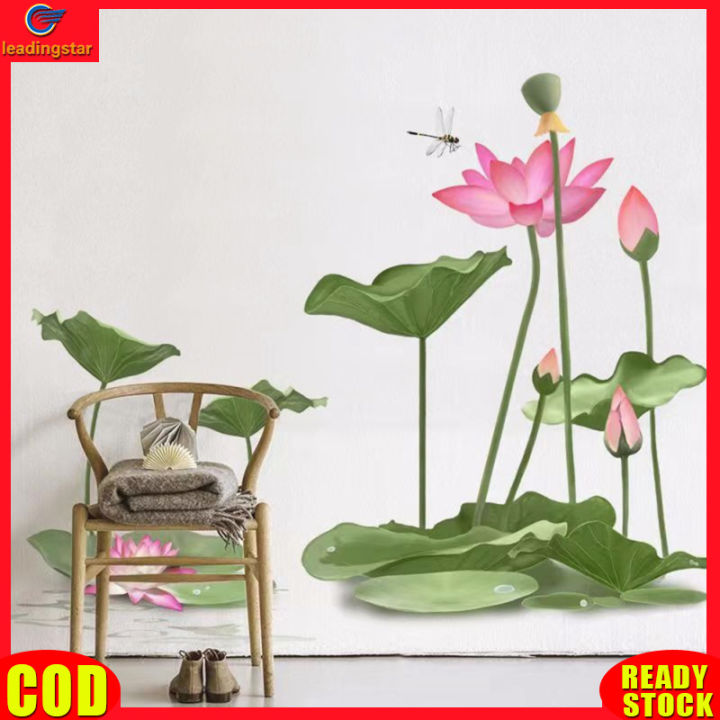 leadingstar-rc-authentic-chinese-style-lotus-flower-wall-stickers-self-adhesive-wallpaper-wall-decals-for-living-room-bedroom-decorations