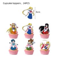 Hot Saicolored Moon Girl Theme วันเกิด Party ชุดตกแต่ง Tableware อุปกรณ์ Cupcake Toppers แบนเนอร์ Baby Shower