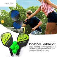 ANNE Poplar Paddles ชุดไม้แร็คเก็ต4 Pickleballs,ลูกพิคเคิลบอลกันลื่นถุงไม้แร็กเก็ตกระเป๋าหิ้ว Pickleball Paddles ผู้ชายผู้หญิง