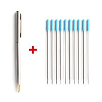 ❅► 1 10Pcs/Set Metal Ballpoint Pen With Refills For School Office Stainless steel Material Rotating Stationery Supplies Pens