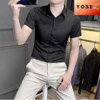 YOSEL เสื้อเชิ้ตทางการแขนสั้นผู้ชาย,เสื้อเชิ้ตทางการเข้ารูปสำหรับสไตล์เกาหลีแบบใหม่เสื้อเชิ้ตทางการสำหรับใช้ในธุรกิจฤดูร้อน