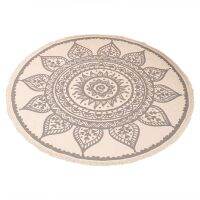 Nordic Cotton and Linen Outdoor Rug Ethnic Style Round Carpet Door Mats Rug Footsteps Bedroom Non-Slip Mats