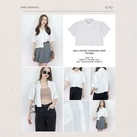 SLYQ EMILY POCKET OVERSIZED SHIRT เสิ้อเชิ้ตโอเวอร์ไซส์แขนสั้นสีขาว