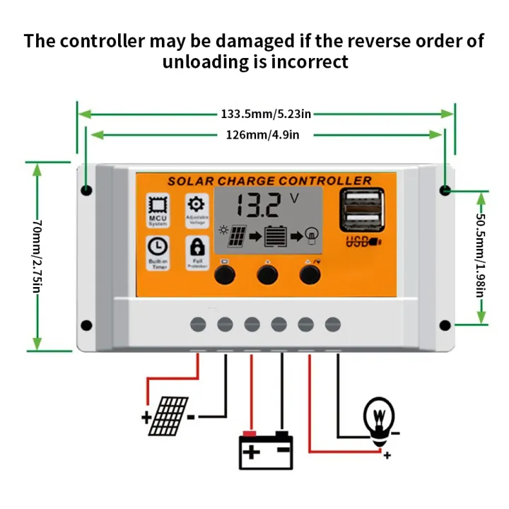 10 20 30 Amp 12v 24v Pwm Negative Ground Solar Charge Controller Compact Design W Lcd Display