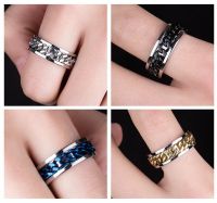 Bottle Openner Punk Ring Hiphop Rock Stainless Steel Ring for Men with Rotatable Chain Cool Uni Jewelry #5040