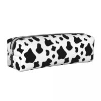 卍❆❁ Farm Animal Print Square Pencil Case Funny Cow Spots Teens Vintage Leather Pencil Box Back to School Zipper Pen Pouch