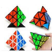 ปริศนา Cube 3X3X3 Pyraminx สติกเกอร์พีวีซีสามเหลี่ยมพีระมิดเมจิก Cube ของเล่น