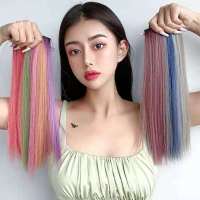 Popular Collection ? Colorful Wig Set Womens Short Hair Invisible Seamless One Piece Hairpiece Clip Highlight Hair Extension Wig Ear Hanging Hair Dye Piece