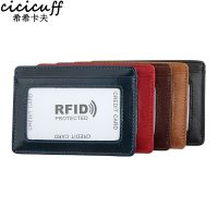 CICICUFF Ultra Thin Real Leather Bank Credit Card Holder Coin Purse Clip Cattlehide Anti Rfid Business Card Folder Money Pocket Card Holders