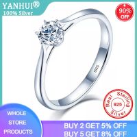 【☊HOT☊】 suncila Yanhui พร้อมใบรับรอง1.0ct โซลิแทร์เครื่องประดับเพชร925แหวนแต่งงานเงินแหวนหมั้นสำหรับผู้หญิงแหวน925เงิน