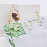 TUTU Plant Cactus Flamingo Shape Gold Metal Paper Clips Photo Message Cute Bookmark Planner Office accessories Stationery H0225