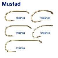 Mustad สีบรอนซ์แบบสำเร็จคาดิส/ไข่/นางไม้/สตรีมเมอร์/แห้ง/เปียกรอกฟลายลายเซ็นต์ตะขอตกปลาการปลอมแปลงด้วยเข็มขนาดเล็ก100ชิ้น