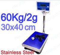 เครื่องชั่งตั้งพื้นดิจิตอล MACATA Stainless Steel TZ Series platform weighing scale 60kg/2g โครงสร้างสแตนเลสกันสนิมทนทาน ฐาน 30*40cm รุ่น TZP-60 มี RS232