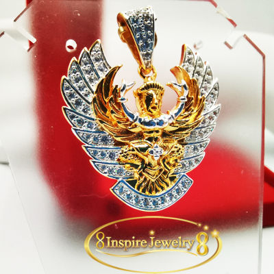 Inspire Jewelry, จี้พญาครุฑฝังเเพชร ขนาด 3x3cm. งานจิวเวลลี่ องค์สีทองกล่าวกันว่า เสริมอำนาจ เสริมชีวิตให้รุ่งเรือง