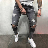 2020 Streetwearกางเกงยีนส์ชายกางเกงRetroกางเกงกางเกงเข่าหลุมชายHiphop RippedบุคลิกภาพComformale Denimกางเกง hot sell