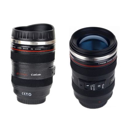 【High-end cups】สแตนเลสกล้อง SLR กาแฟเลนส์แก้ว EF24-105mm สีดำ/ ขาวแก้วกาแฟของขวัญสร้างสรรค์